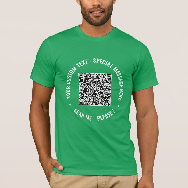 QR-Codeprüfinformationen Benutzerdefinierter Text  T-Shirt (Vorderseite)