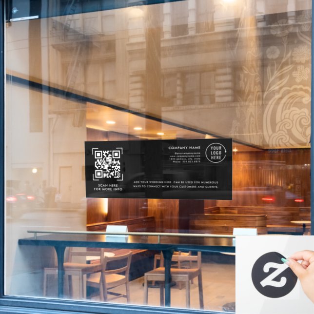 QR-Codeprüfung | Berufliches Firmenlogo Fensteraufkleber (Café-Fenster)