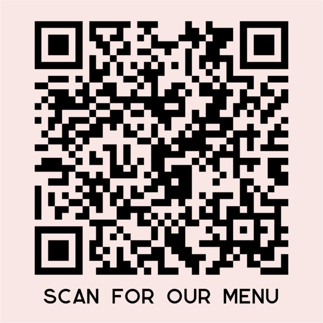 QR-Codeprüfung für Menü Rosa Aufkleber (Scan for our menu QR code blush pink business sticker)