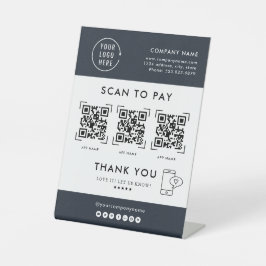 QR-Codeprüfung zu zahlen | Kontaktlose Firmenlogos Sockelschild