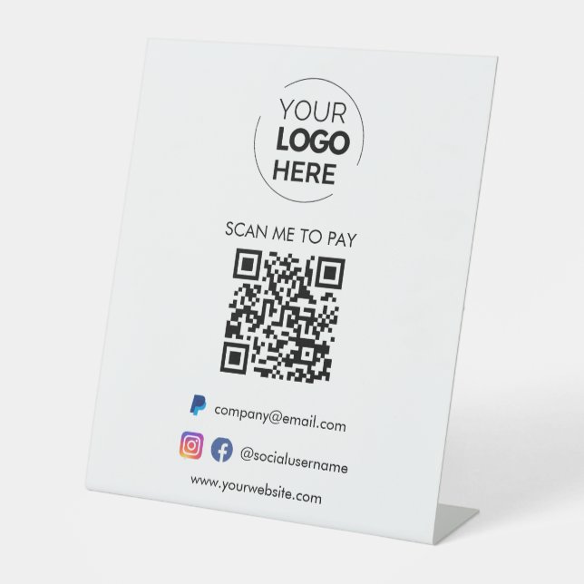 QR-Codeprüfung zu zahlen | PayPal Payment Business Sockelschild (Vorderseite)