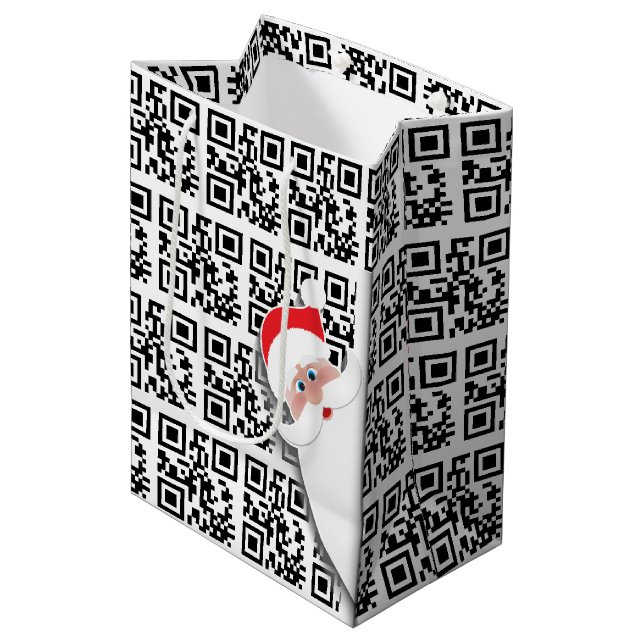 QR Codes für Happy Holidays Mittlere Geschenktüte (Vorderseite Schrägansicht)
