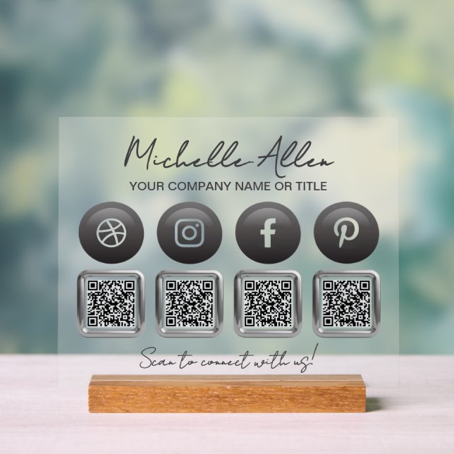 QR-Codes für Social Social Media Acrylschild (Neutral)