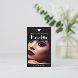 QR-Codevorlage für elegante schwarze Aquamarine Ze Visitenkarte