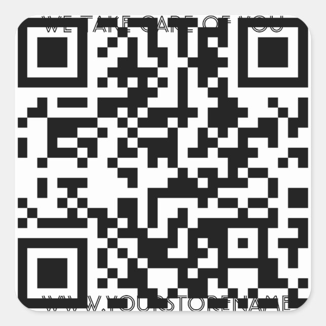 QR-Codevorlage mit beliebigem Text Quadratischer Aufkleber (Vorderseite)