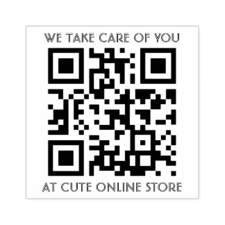 QR-Codevorlage mit Briefmarke aus Textholz Gummistempel