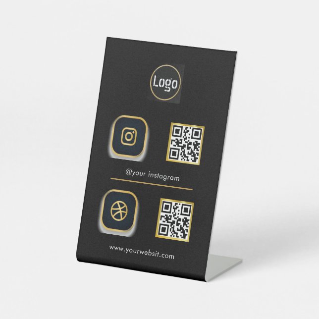 QR-Codezeichen für soziale Medien Sockelschild (Vorderseite)