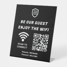 QR Connect Wifi Black Business Logo Sockelschild
