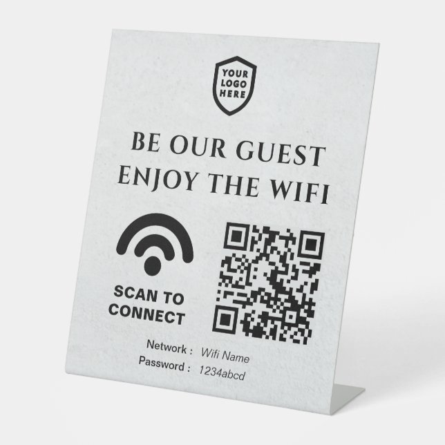 QR Connect Wifi | Firmenlogo Sockelschild (Vorderseite)