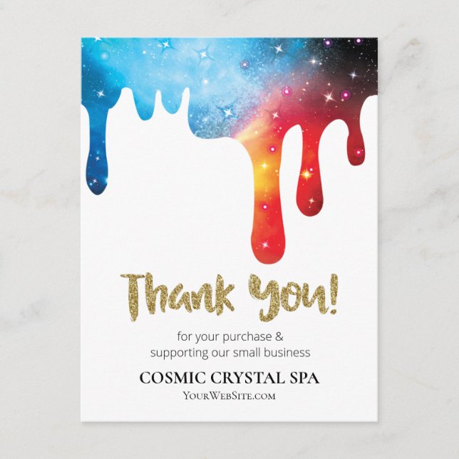 *~* QR COSMIC TROPFEN Logo DANK IHNEN AP8 Review E Begleitkarte (Vorderseite)