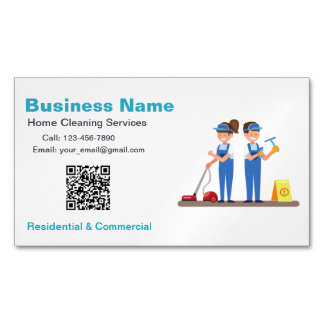 QR Custom Cleaning Service Maid Business Card Magnetische Visitenkarte
