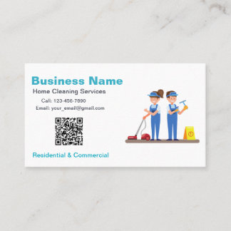QR Custom Cleaning Service Maid Business Card Visitenkarte