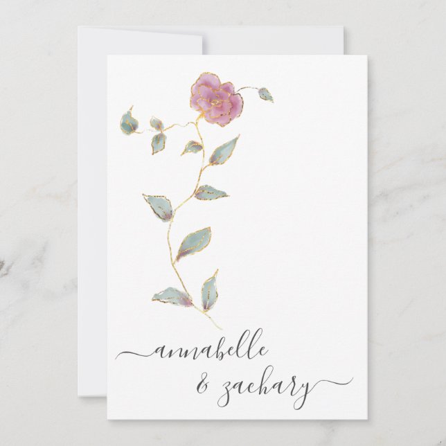 *~* QR Einfache UAWG Rose Gold Glitzer AR12 Hochze Einladung (Vorderseite)