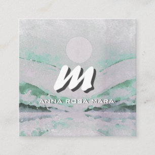 *~* QR Emerald Abstrakt Landscape Nature AP93 Quadratische Visitenkarte