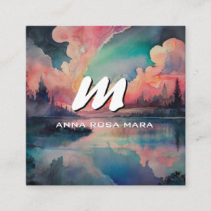 *~* QR Farbenfroh Modernes Abstraktes Fett AP93 Quadratische Visitenkarte