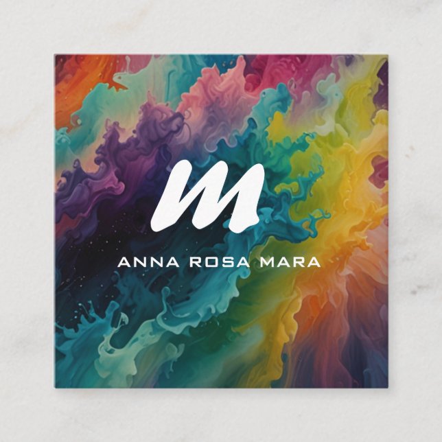 *~* QR Farbenfroh Modernes Abstraktes Fett AP93 Quadratische Visitenkarte (Vorderseite)