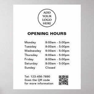 QR-Firmenlogo für Geschäftszeiten Poster