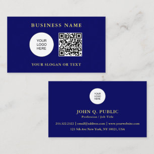 QR-Firmenlogo hier Vorlage Navy Blau Visitenkarte