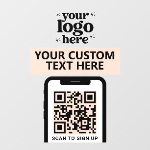 QR-Firmenlogo Modern Minimalistisch Blush Pink Fensteraufkleber