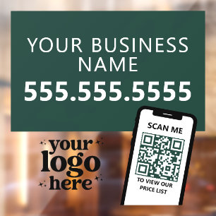 QR-Firmenlogo Modern Minimalistisch dunkelgrün Fensteraufkleber