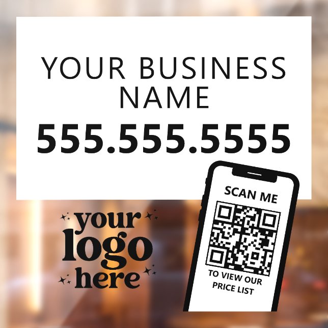 QR-Firmenlogo Modern Minimalistisch Schwarz-weiß Fensteraufkleber (Blatt 2)