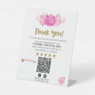 *~* QR FLORAL PINK Review Logo DANK IHNEN AP8 Sockelschild