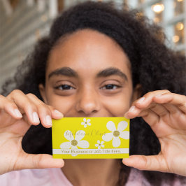 QR Floral Yellow Large White Gold Beruflich Visitenkarte