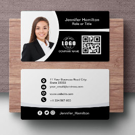 QR-Foto für berufliche Schwarzweiß-Logos Visitenkarte