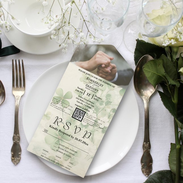 QR-Foto für botanische Blumenchartreuse All In One Einladung (Von Creator hochgeladen)