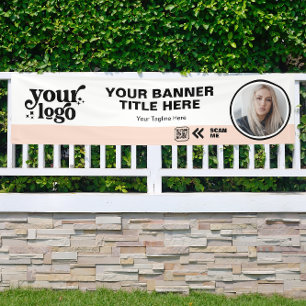 QR-Foto für Firmenlogos im Freien Rosa Banner