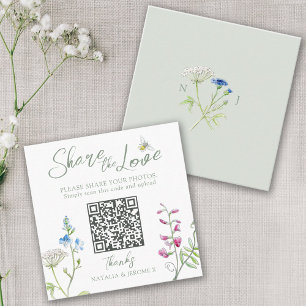QR-Foto für Hochzeiten Wildblume-Monogramm Begleitkarte