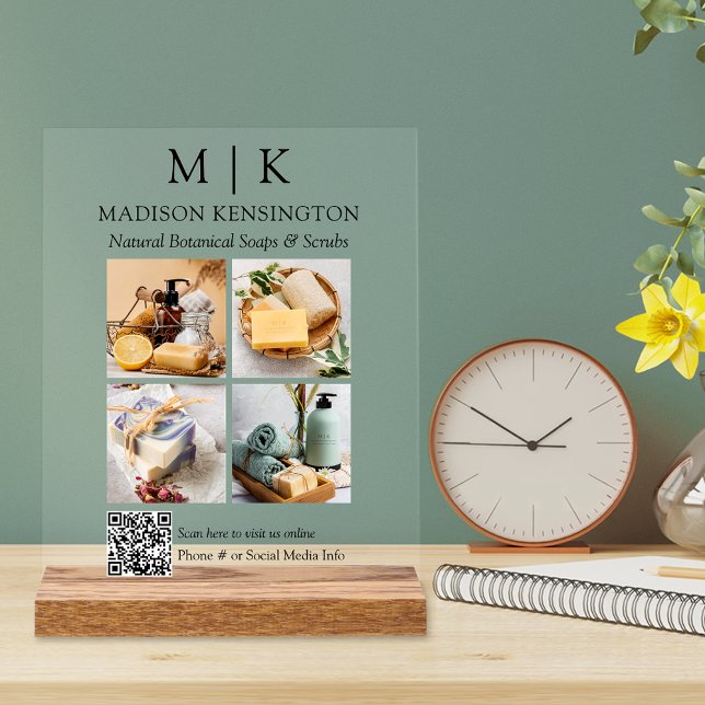 QR-Foto für Monogramme oder Logos Acrylschild (Customize to change text size or text style.)