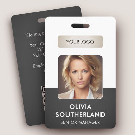 QR-Foto-Geschäftslogo Grau-ID für Mitarbeiter Ausweis