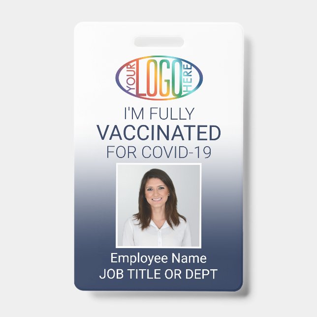 QR-Foto-ID Covid Vaccine Pass Navy Blue Ausweis (Vorderseite)