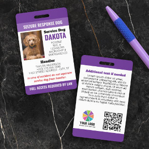 QR-Foto-ID für lila Seizure Response-Dog Ausweis
