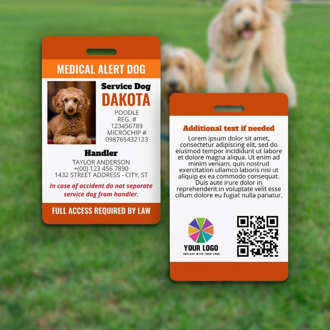 QR-Foto-ID für Orange Medical Alert Dog Logo Ausweis (Von Creator hochgeladen)