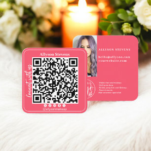 QR-Foto-Logo für Coral helle Social Media Quadratische Visitenkarte