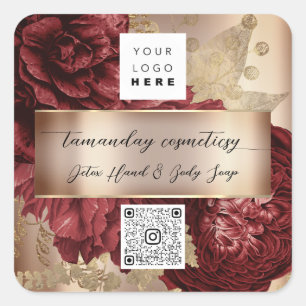 QR-Foto-Logo Produkt Danke Rose Red Wine Quadratischer Aufkleber