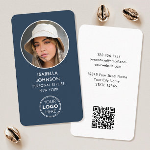 QR-Foto-Logos für moderne Profile - Blau Visitenkarte