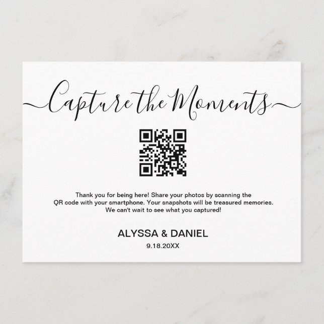 QR-Foto-Momente für Hochzeiten freigeben Begleitkarte (Vorderseite)