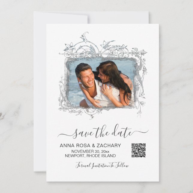 *~* QR Foto Save the Date Hochzeit - AR6 Website Einladung (Vorderseite)