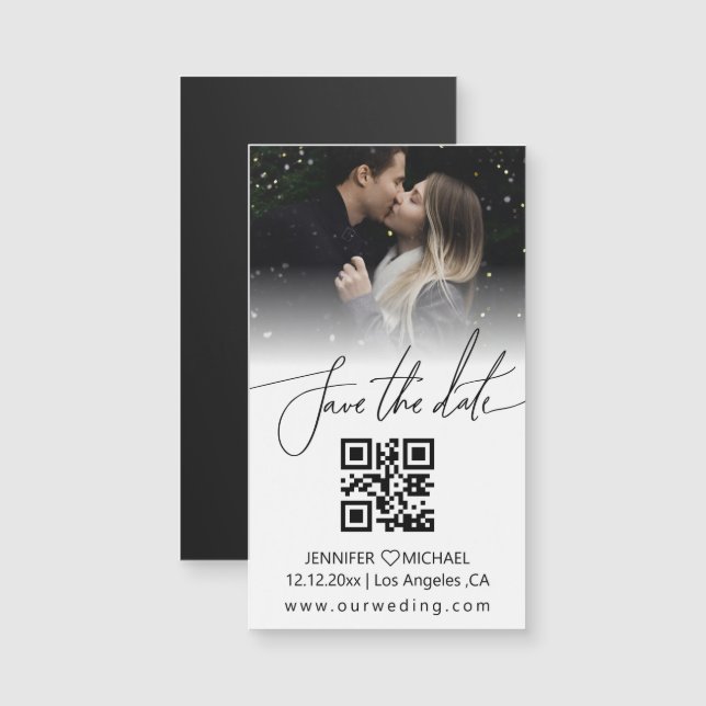 qr-Foto Save the Date minimaler Magnet (Vorne/Hinten)