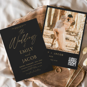 QR-Foto-Skript für Black Gold-Hochzeiten Einladung