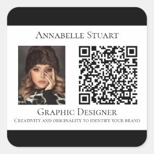 QR-Foto Unternehmen Business Quadratischer Aufkleber