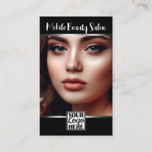 QR-Foto-Vorlage für elegante Schwarz-Silber-Logos Visitenkarte