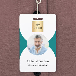 QR-Geschäftslogo für aquamarines weißes Foto Ausweis