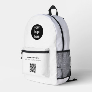 QR-Geschäftslogo Weißes Minimalistisches Geschäft Bedruckter Rucksack
