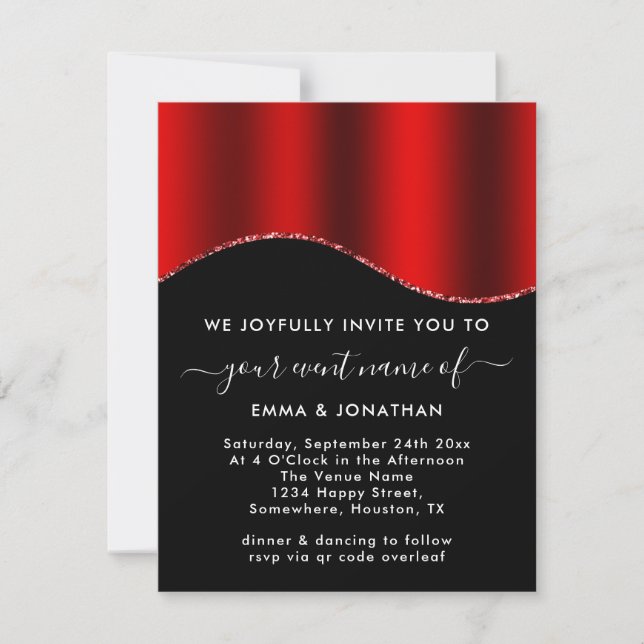 QR-Glitzer-Blumencode Grenzen Roter Wein Schwarz (Vorderseite)