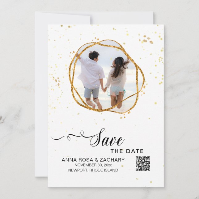 *~* QR-Glitzer - Hochzeitwebsite AR6 Save the Date (Vorderseite)