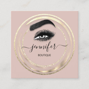 QR-Glitzer-Logo Gold-Rose Eyelash-Erweiterung Quadratische Visitenkarte